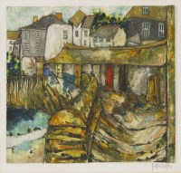 Lot 1204 - Katie Childs (contemporary)
'LOOKING UP AT THE FISH CELLARS'
Signed in pencil l.r.