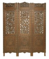 Lot 664 - A Chinese three-fold wood screen