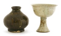 Lot 153 - A Korean Buncheong stoneware stem cup