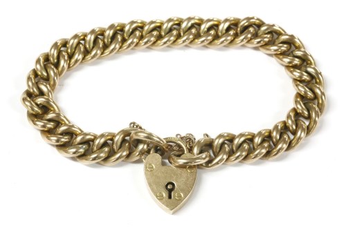 Lot 19 - A 9ct gold Deakon & Francis hollow curb link bracelet with padlock
