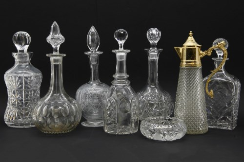 Lot 232 - Seven various cut glass decanters