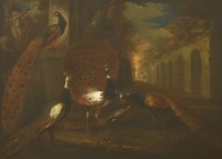 Lot 747 - Marmaduke Cradock (c.1660-1717)
AN OSTENTATION OF PEACOCKS
Oil on canvas
63 x 77cm