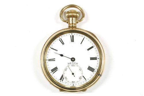 Lot 38 - A rolled gold Denco open faced pocket watch