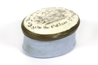 Lot 61 - A late 18th century English enamel patch box of naval interest