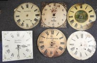 Lot 339 - A box of 8 longcase clock dials and a 30 hour longcase movement