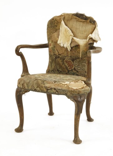 Lot 1196 - A George I walnut elbow chair