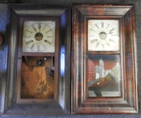 Lot 337 - Eight American box wall clocks