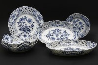 Lot 364 - Six Meissen blue and white onion pattern dishes