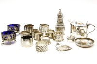 Lot 105 - Silver items including ten napkin rings
