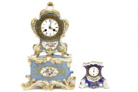 Lot 360 - A Continental porcelain mantel clock