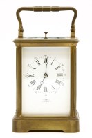 Lot 161 - A late 19th century brass cased repeating carriage clock