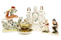 Lot 340 - A small collection of 19th century Staffordshire figures and flatbacks