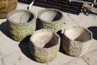 Lot 550 - A pair of Cotswold Products reconstructed stone planters of hexagonal form