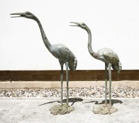 Lot 543 - A pair of Japanese bronze figures of Cranes