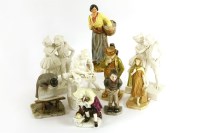 Lot 290 - A quantity of various porcelain figures to include a Worcester tramp menu holder