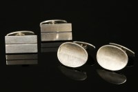 Lot 693 - A pair of sterling silver oval cufflinks