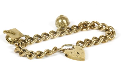 Lot 1 - A 9ct gold curb link bracelet with padlock