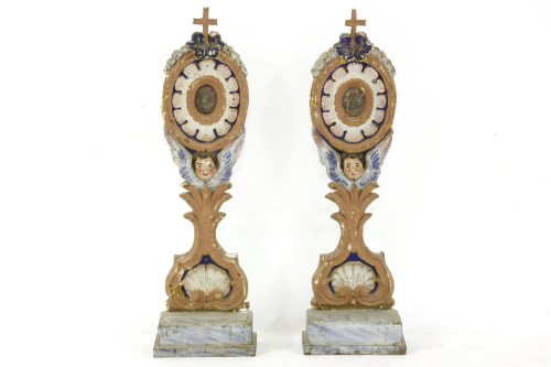 Lot 283 - A pair of Spanish painted reliquary stands