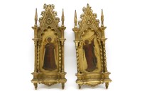 Lot 281 - A pair of Florentine painted and gilt girandole wall brackets