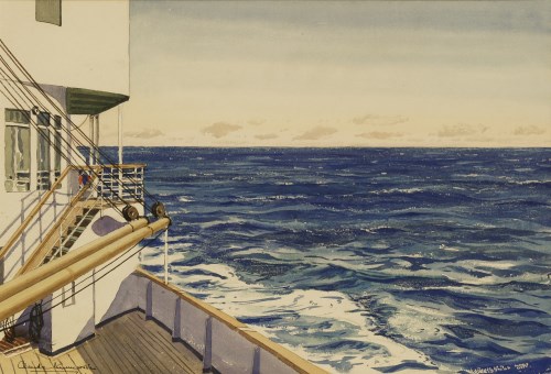 Lot 1326 - Claude Muncaster (1903-1974)
'ON BOARD S.S. ARCADIA IN THE INDIAN OCEAN'
Signed l.l.