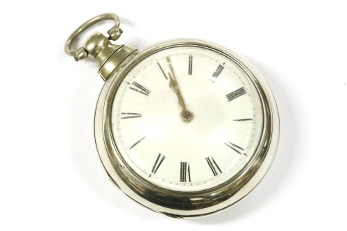 Lot 16 - A late 18th century silver pair cased pocket watch