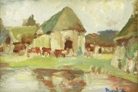 Lot 1081 - Ronald Ossory Dunlop RA (1894-1973)
COWS IN A FARMYARD
Signed l.r.