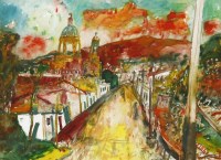 Lot 1013 - John Bellany RA (1942-2013)
A VIEW OF AN ITALIAN TOWN
Signed l.c.