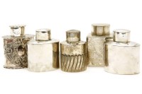 Lot 104 - Five various silver tea cannisters
