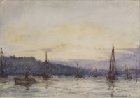 Lot 1097 - Henry Scott Tuke RA RWS (1858-1929)
'FALMOUTH HARBOUR AT DUSK'
Signed and dated 1909 l.r.