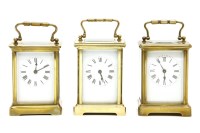 Lot 134 - Three early 20th century brass carriage clocks