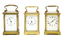 Lot 123 - Three early 20th century brass carriage clocks