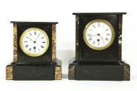 Lot 283 - A Victorian black slate and marble mantle clock