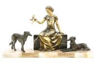 Lot 282 - An Art Deco marble and spelter centrepiece