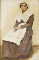 Lot 1085 - Early 20th century school
PORTRAIT OF A SEATED WOMAN 
Oil on canvas
66 x 41cm