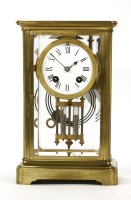 Lot 287 - A late 19th Century brass regulator clock