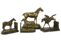Lot 199 - A pair of modern bronze bookends in the form of a horse standing at a fence