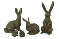 Lot 248 - A large modern bronze figure of a hare