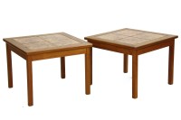 Lot 380A - Two teak daisy tile top tables