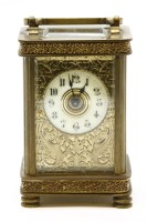 Lot 112 - A late 19th century brass carriage clock
