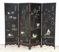 Lot 522 - A four-fold Chinese screen