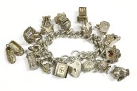 Lot 8 - A silver charm bracelet with padlock