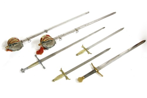 Lot 208 - Reproduction Claymore Swords and scabbards