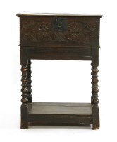 Lot 402 - An 18th century oak bible box on a stand