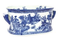 Lot 255 - A Victorian blue and white porcelain foot bath