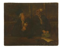 Lot 291 - Follower of Daumier 
THE LAWYERS 
oil on board