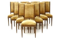 Lot 437 - Set of ten upholstered seat and back walnut dining chairs