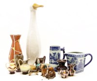 Lot 166 - Various ceramics to include a large crackle glazed duck