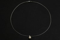 Lot 49 - A white gold single stone cultured pearl pendant