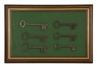 Lot 278 - Six framed antique iron keys