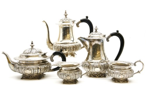 Lot 90 - A possibly Indian white metal five piece tea service